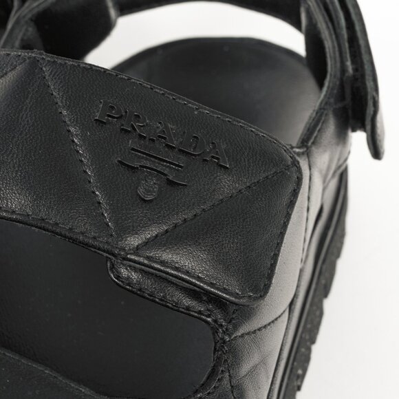 Prada Black Quilted Lamb Leather Sandals - Picture 8 of 12